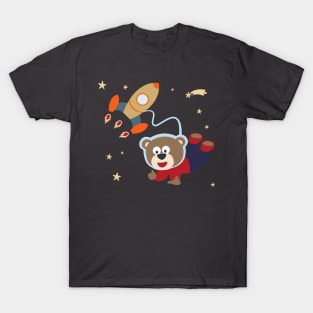 pace bear or astronaut in a space suit with cartoon style T-Shirt